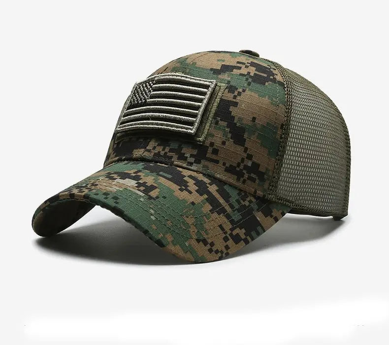 American Flag Camouflage Mesh Baseball Cap for Outdoor Adventures