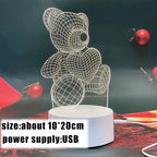 3D Acrylic Bear Lamp USB LED Night Light for Bedroom Home Christmas Xmas Decorations Birthday Wedding Gifts Creative Bear Design