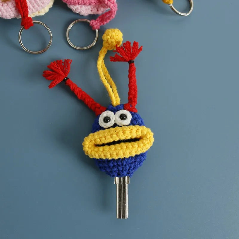 Funny Crochet Sausage Mouth Keychain Key Holder Pouch