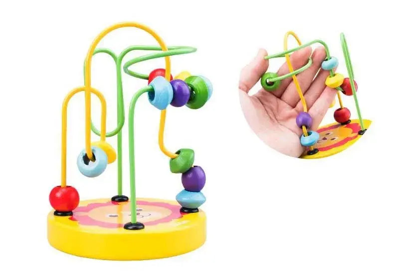 Colorful Wooden Bead Maze Roller Coaster Educational Toy for Toddlers
