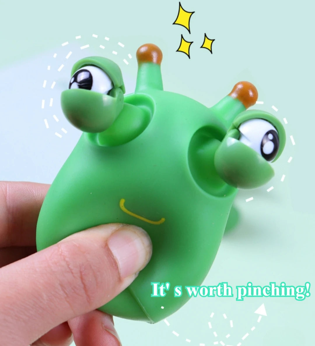 1/3 PCS Novelty Green Worm Squeeze Toys Eye Fidget Sensory Stress Relief Toys for Kids & Adults Birthday Gifts