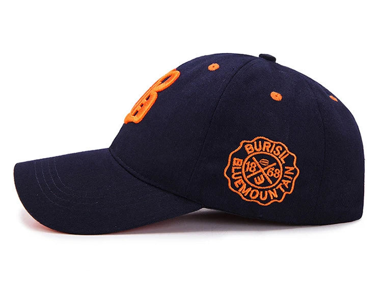 Embroidered Cotton Snapback Baseball Cap for Casual Outdoor Style
