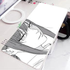 Black and White Anime Girl Table Mat Large Mouse Pad Office Keyboard Edge Locking Desk Mat Gaming Accessories Non-slip Mousepad