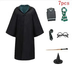 Harri Potters Adult&Children Cosplay Costume Gryffindors Shirt Gown Cloak Tie Scarf Wand Slytherin Skirt Halloween Hermione Gift