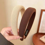 Solid Color Sponge Wide Headband for Women