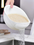 Multi-Purpose Rice Washing Bowl – Colander Drain Basket with Handle