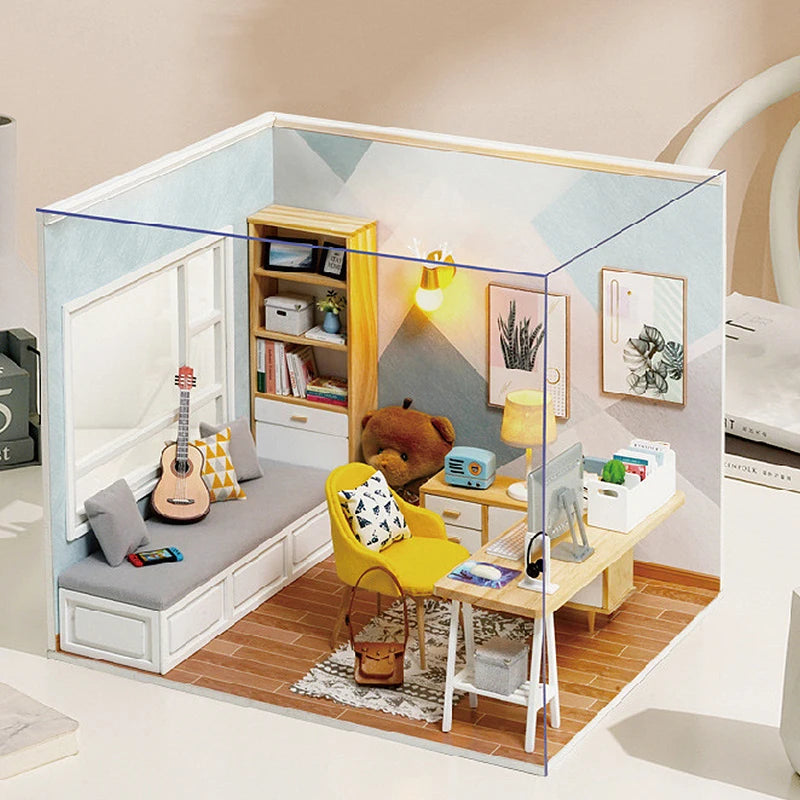Wooden Miniature Doll House DIY 3D Puzzle Building Kit