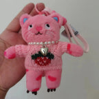 Kawaii Pink Cat Plush Keychain Cute Bag Charm for Girls Gift