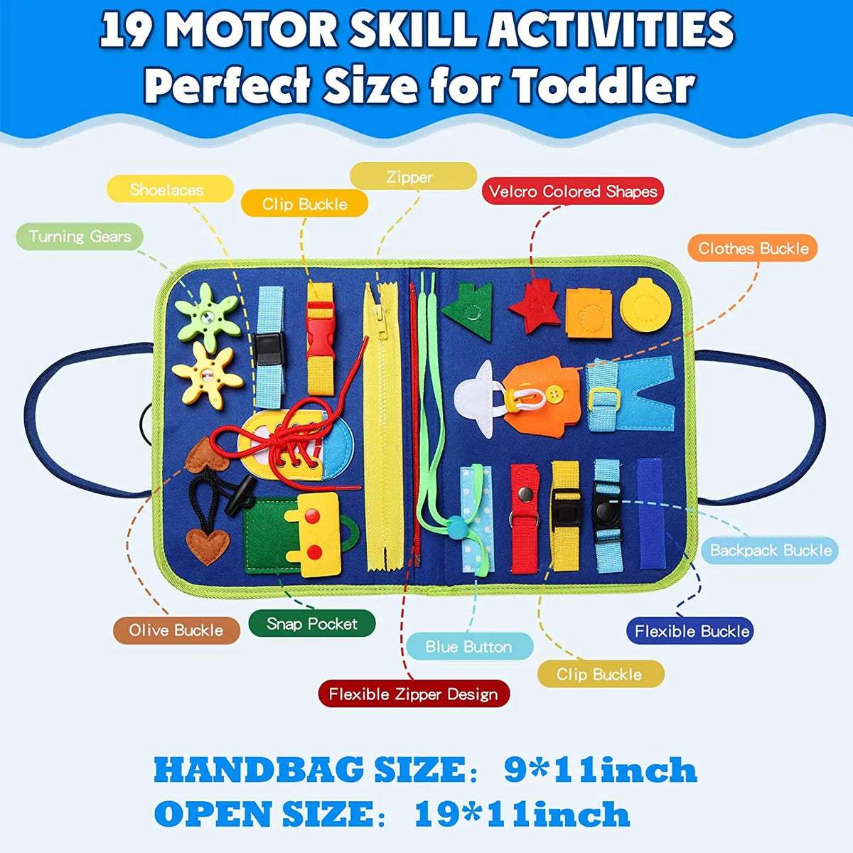 Montessori Toddler Busy Board Activity Book for Fine Motor Skills Learning