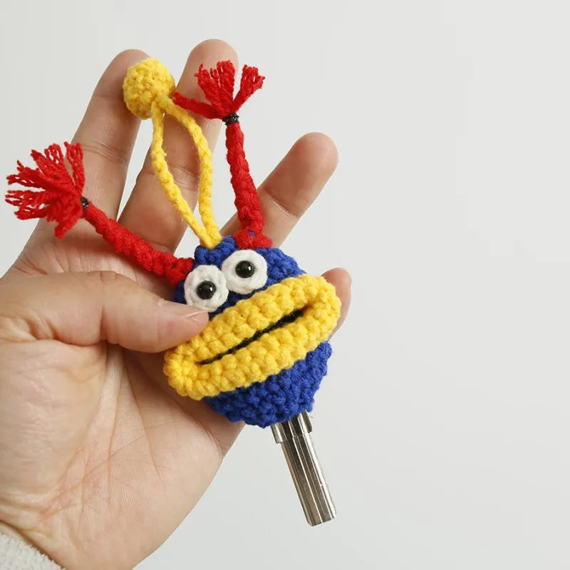 Funny Fruit Sausage Mouth Crochet Keychain Key Holder