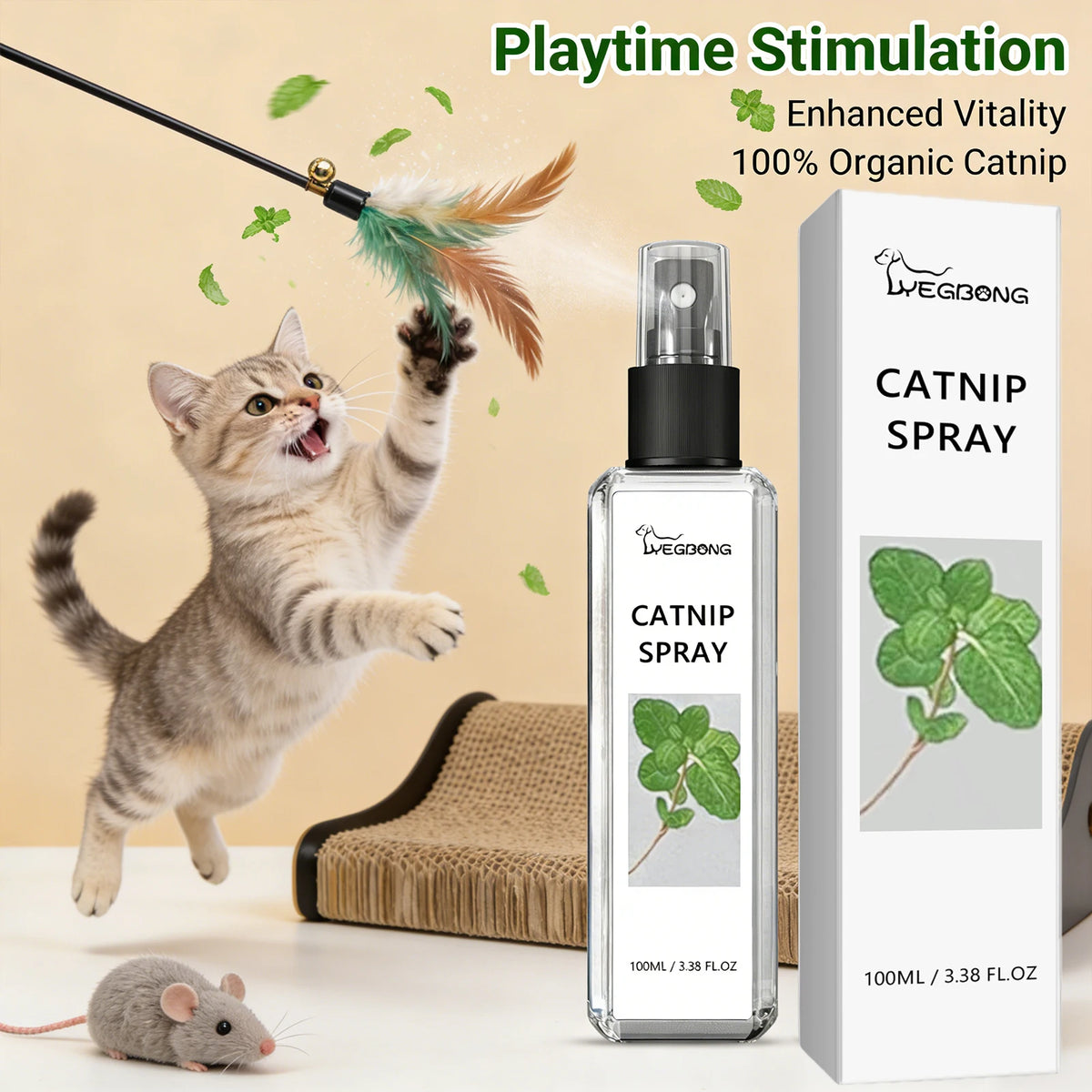 Yegbong Catnip Spray Effectively Alleviating Cat Anxiety Tension Enhance Pet Vitality Stimulate Cats’ Fun Edible Cat Mint Spray
