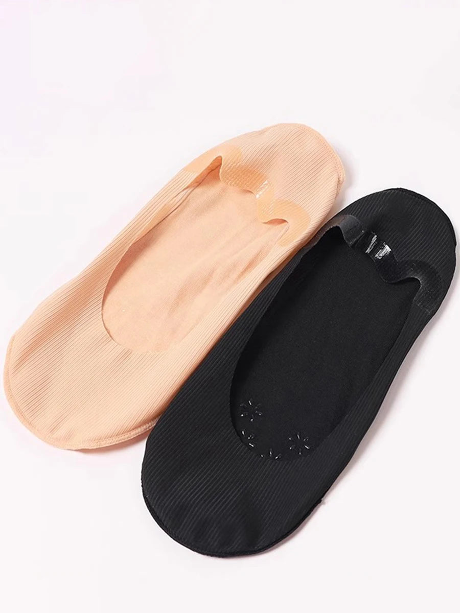 5 Pairs Socks Women's Summer Invisible Short Ankle Foot No-show Low Cut Silicone Non-slip Black Boat Socks
