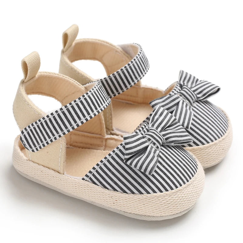 Summer Girl Baby Casual Sandals Soft Sole Comfortable Lightweight Walking Shoes Bow Canvas Baby Shoes