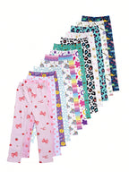 1 Pair of Cute Print Kids Baby Girl Leggings Spring Summer Children Stretch Slim Pants Suitable for 2-12 Years Girls Daily Wear
