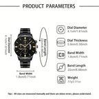 Fashionable and Handsome Men's Stainless Steel Watch Luxury Calendar Quartz Watch Men's Business Watch Men's Clock