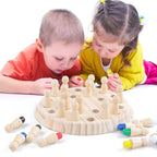 Wooden Memory Match Chess Board Montessori Educational Game for Kids