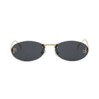 Fashion Rimless Oval UV400 Diamond Sunglasses for Women