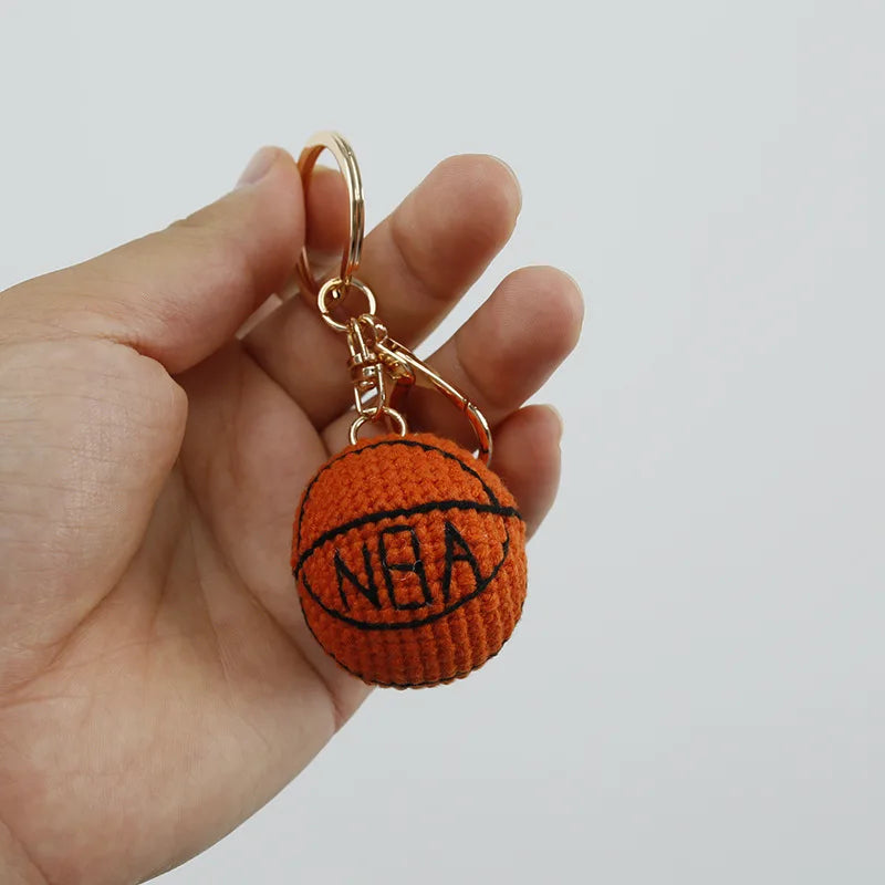 Crochet Sports Ball Keychain Soccer Basketball Bag Charm
