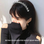Silver Studded Punk Spike Metal Headband for Women