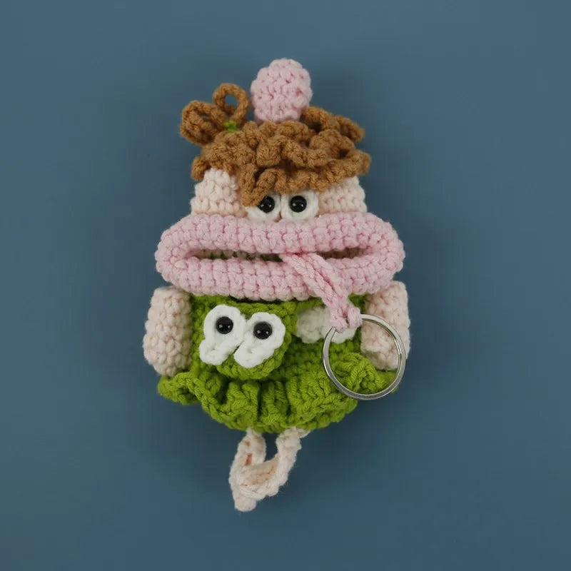 Funny Crochet Sausage Mouth Keychain Key Holder Pouch