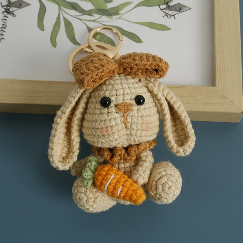 Cute Mushroom Rabbit Crochet Keychain Bunny Bag Charm