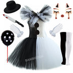 Girls Horror Clown Costume – Black & White Tutu Dress