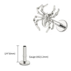 Right Grand ASTM F136 Titanium Spider Labret Lip Ring Tragus Cartilage Conch Flat Helix Stud Earring Halloween Piercing Jewelry