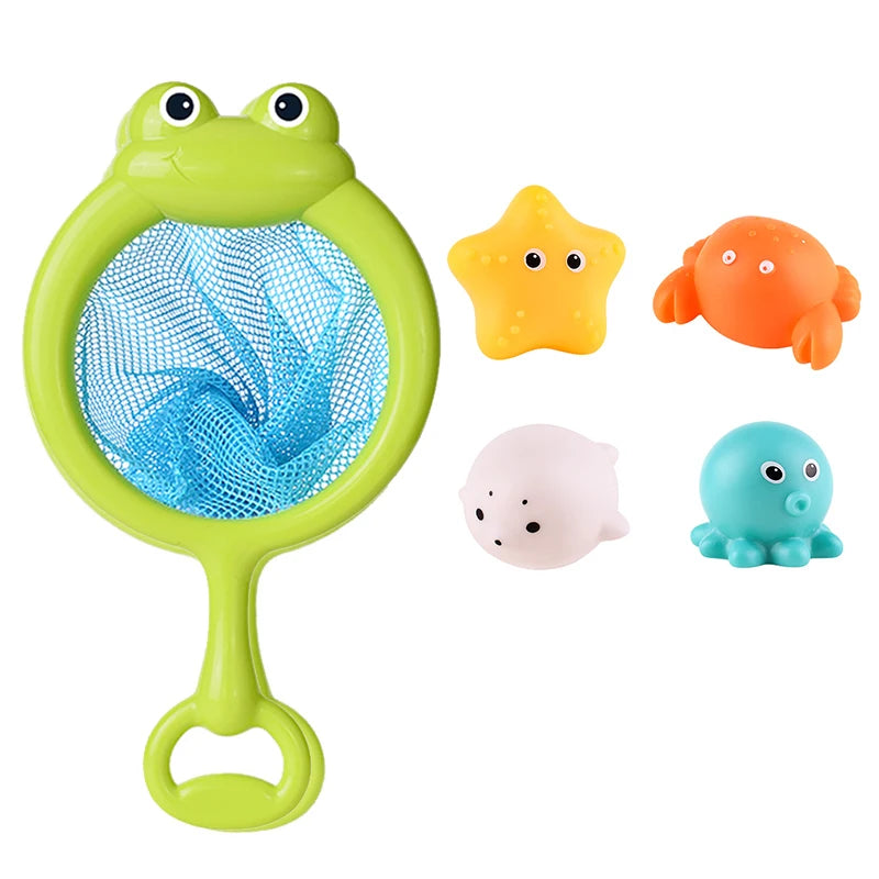Baby Cute Animals Bath Toy Swimming Water LED Light Up Toys Soft Rubber Float Induction Luminous Frogs for Kids Play Funny Gifts