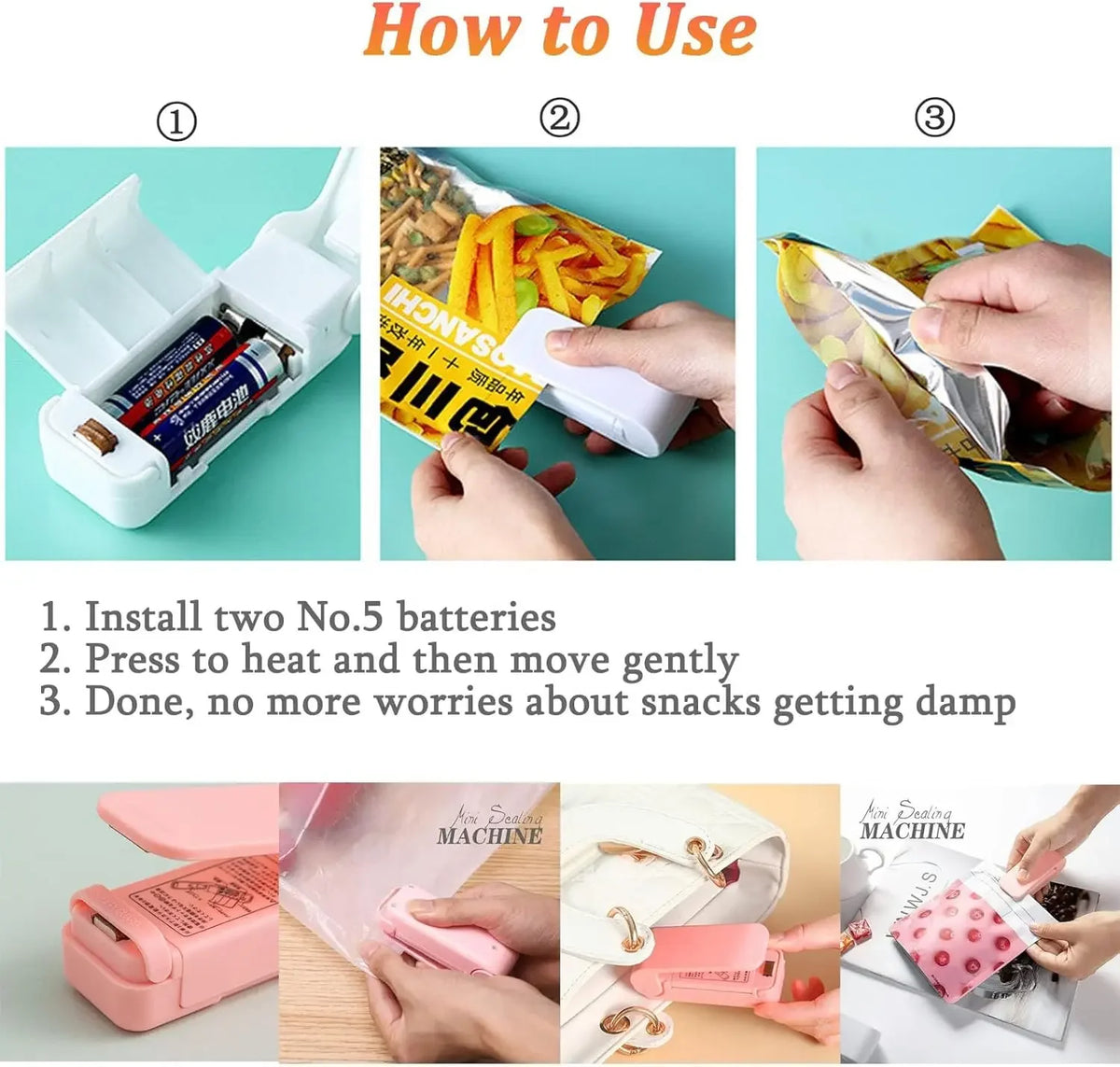 Portable Handheld Bag Sealer – Mini Heat Sealer for Plastic Snack Bags