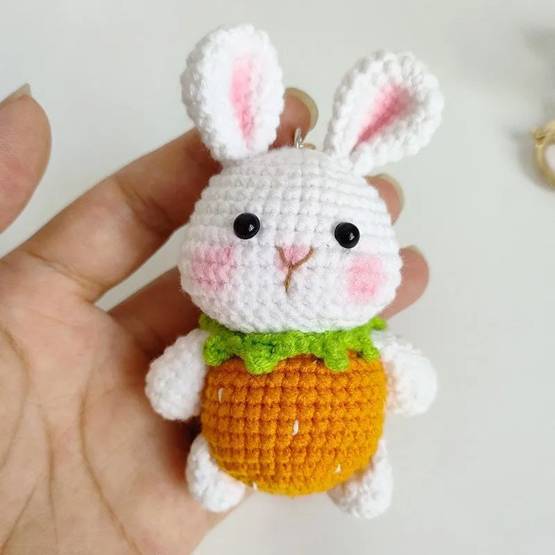 Cute Mushroom Rabbit Crochet Keychain Bunny Bag Charm