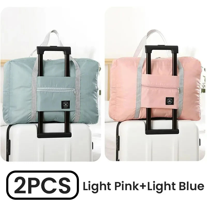 2 Pack Foldable Travel Duffel Bags for Carry-On & Weekender Travel