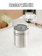 Stainless Steel Powder Shaker with Lid – Fine Mesh Cocoa & Coffee Duster