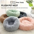 1pc Round Plush Dog Bed & Cat Nest,Non-Slip Base, Warm Soft Faux Fur Pet Bed,Perfect Christmas Gift, Cozy Home Decor