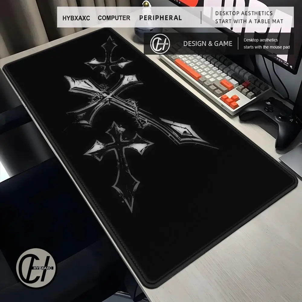 Cool Sword Art Design Large Size Anti-slip Rubber Mouse Pad XXL Gothic Symbol Black Computer Gaming Accessories Keyboard Mat