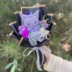 Genuine My Melody Kuromi Cinnamoroll Hellokitty Plush Dolls With Crochet Flowers Creative Handmade Sanrio Bouquet Gifts For Girl
