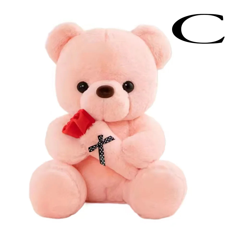 25cm Kawaii for Valentines Day Gift Teddy Bears Stuffed Animal Rose Bear Doll Valentine's Day Gift for Girlfriend