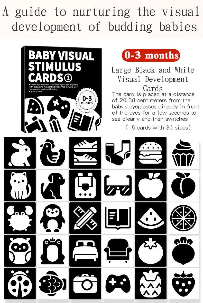 Baby Visual Stimulation Montessori High Contrast Flash Cards