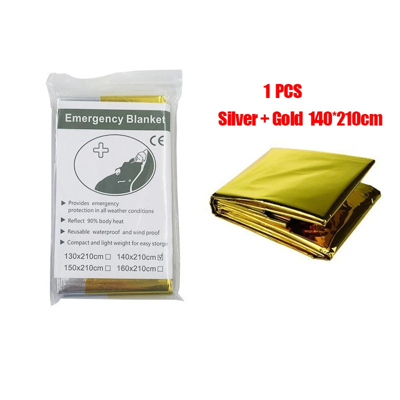 Emergency Thermal Survival Poncho Blanket for Camping & First Aid