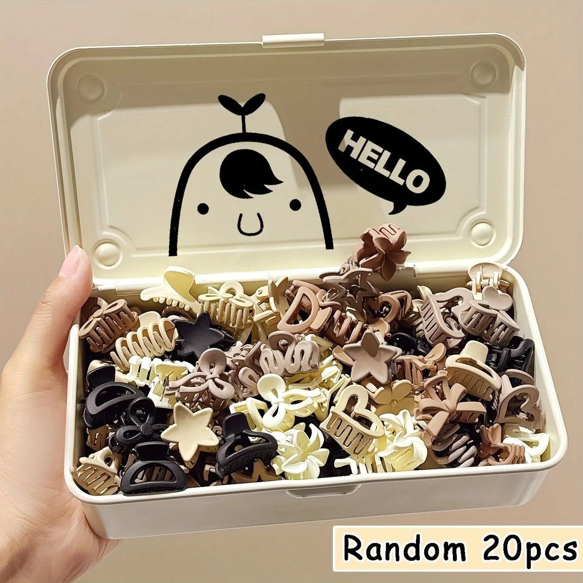 Beige Small Hair Clips Set for Women & Girls