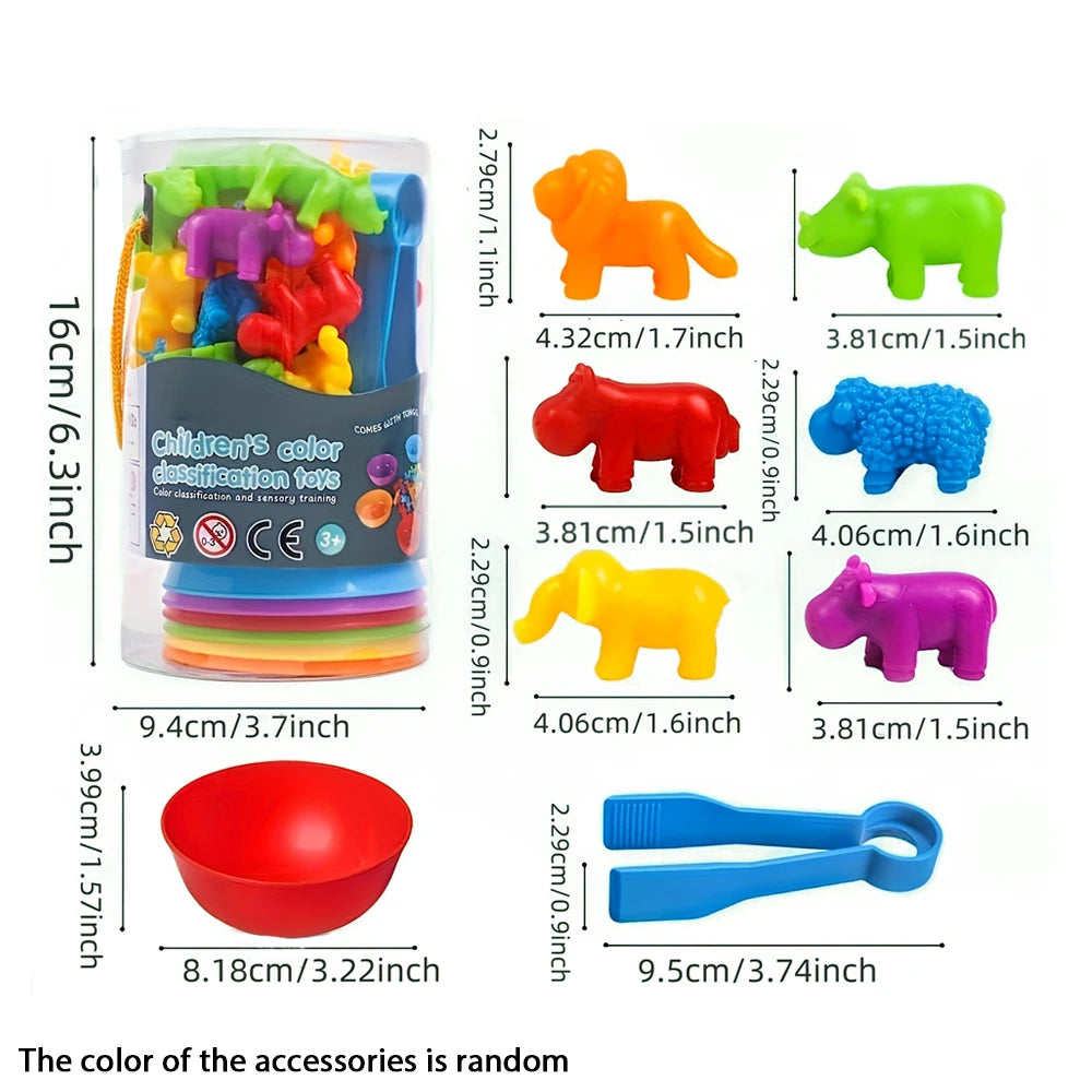 Counting Animal Sorting Game with Color Bowls for Preschool Kids