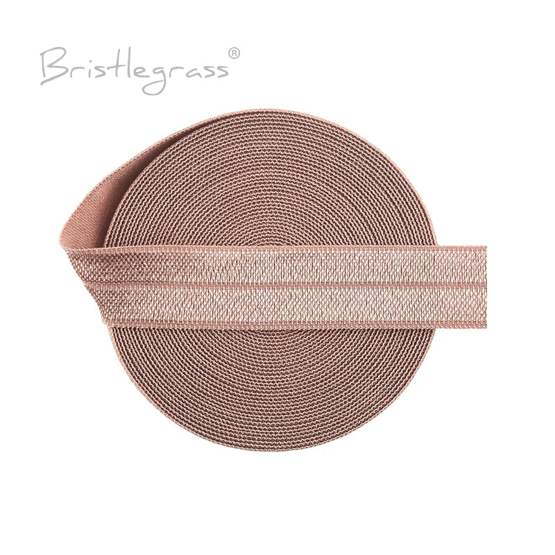 BRISTLEGRASS 2 5 10 Yard 5/8" 15mm Solid FOE Shiny Fold Over Elastic Spandex Satin Band Hair Tie Headband Dress Sewing Lace Trim