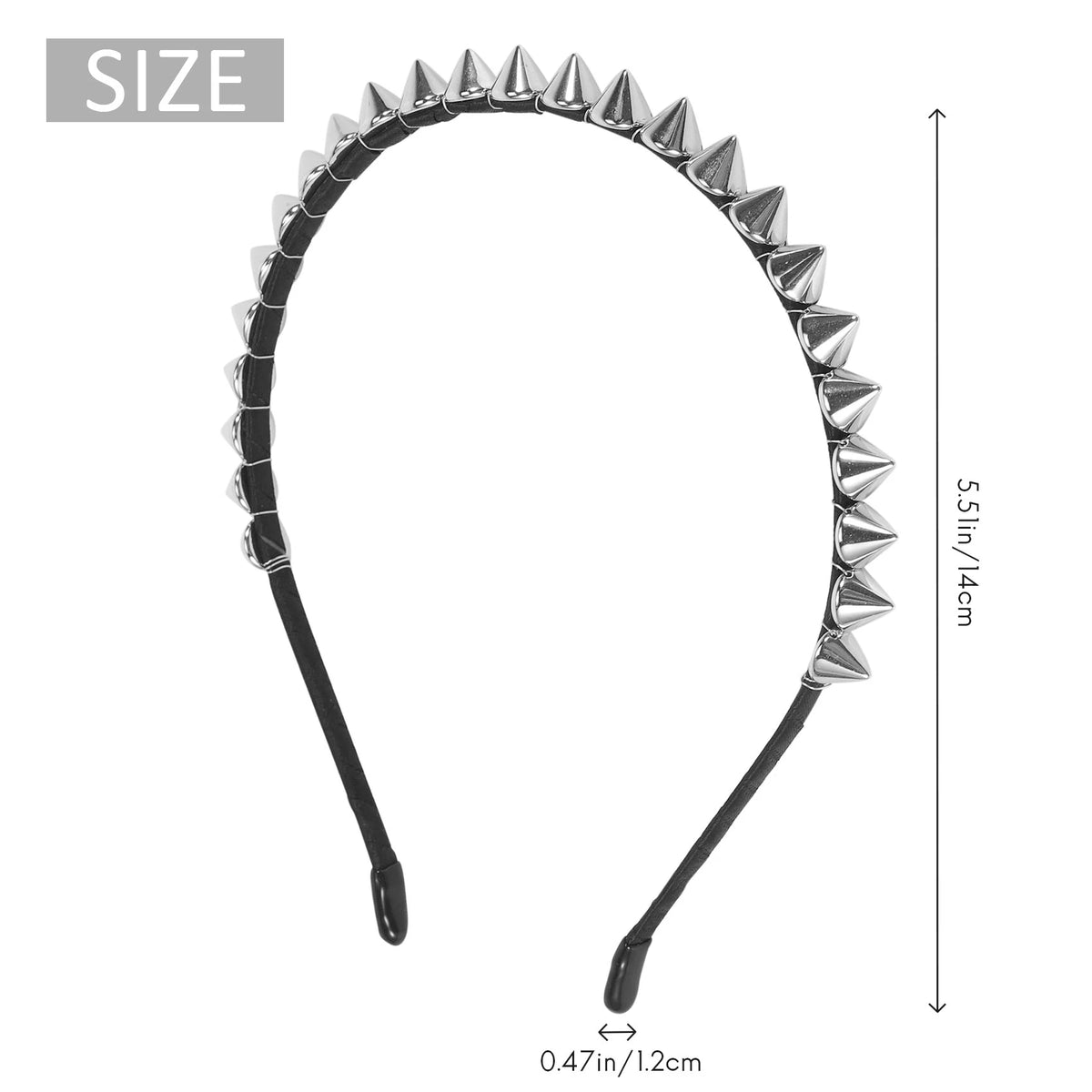 Silver Studded Punk Spike Metal Headband for Women