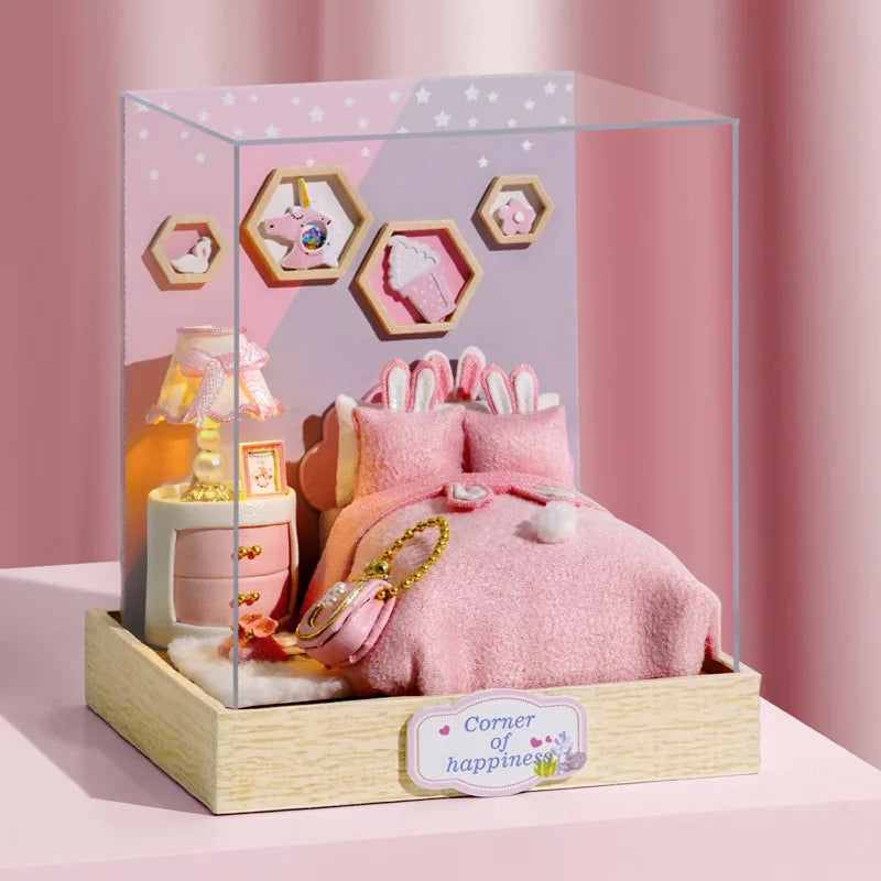 Wooden Miniature Doll House DIY 3D Puzzle Building Kit