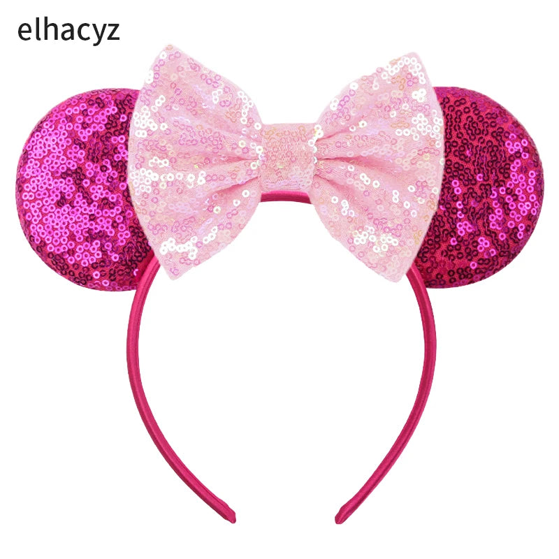 Embroidered Sequin Ears Bow Headband for Women & Girls