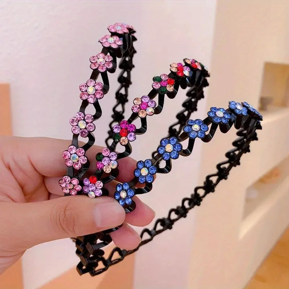 Non-Slip Rhinestone Wave Headband for Women