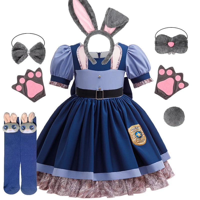 Girls Judy Hopps Bunny Police Costume Dress – Zootopia Outfit