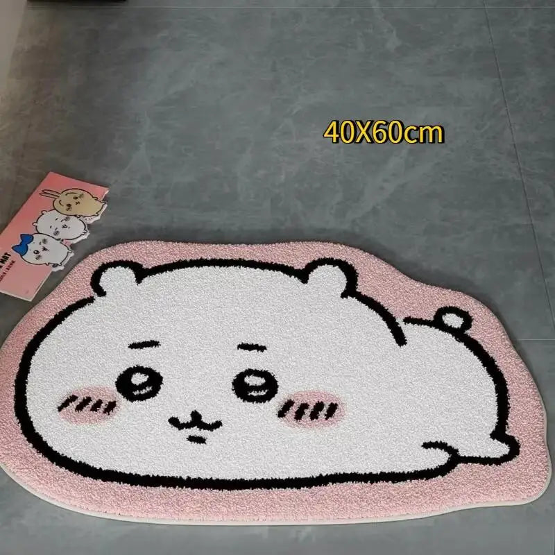 Cartoon Rug Kawaii Anime Hachiware Usagi Plush Floor Mat Bathroom Non-Slip Carpet Car Cushion Soft Living Room Cute Decor Gift