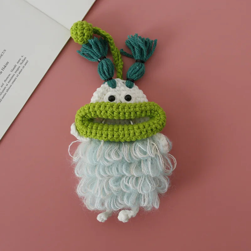 Funny Crochet Sausage Mouth Keychain Key Holder Pouch