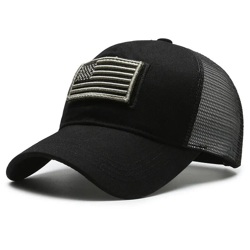 American Flag Camouflage Mesh Baseball Cap for Outdoor Adventures