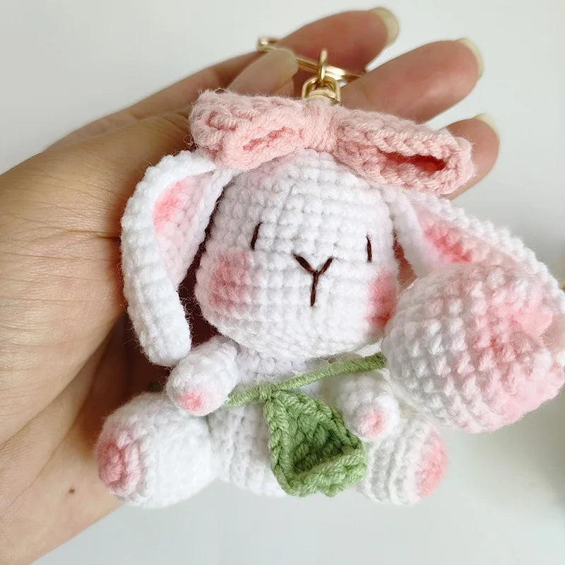 Cute Mushroom Rabbit Crochet Keychain Bunny Bag Charm